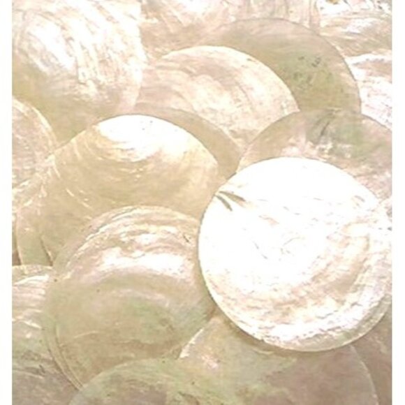 Vintage Capiz Shells 2-Inch Round Natural White Translucent Craft Supplies - Picture 1 of 2